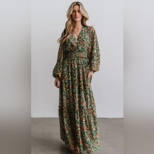Baltic Born Bria Maxi Dress, SIZE SMALL, color green, green floral